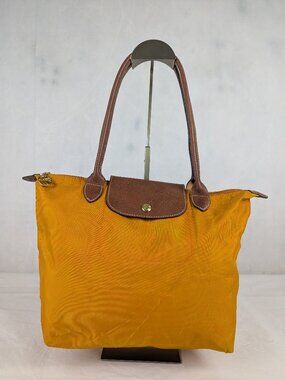 Authentic Longchamp Le Pliage Orange Tote Bag - Nylon Leather - Preowned